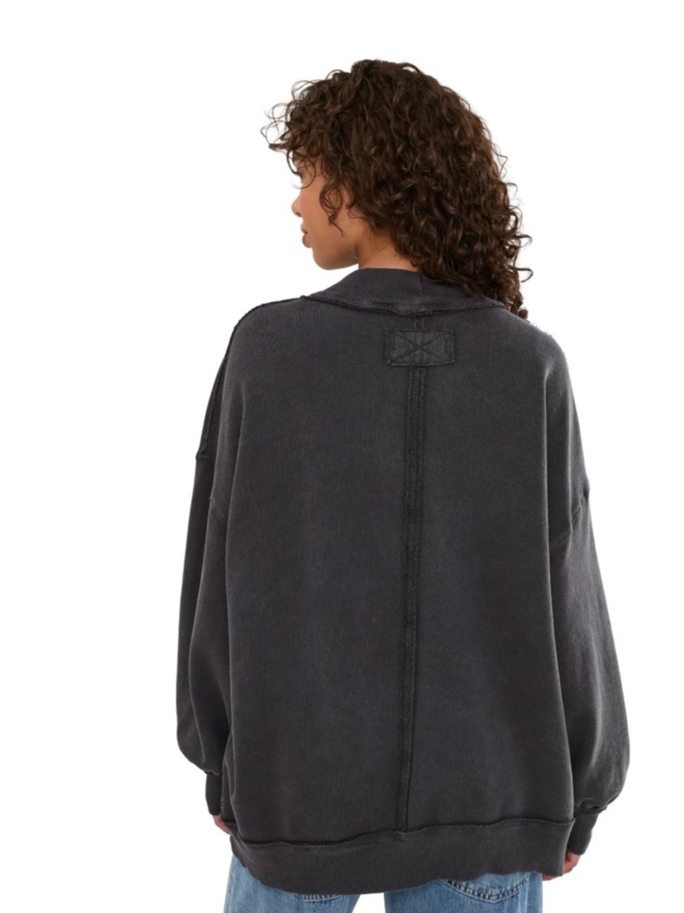 NWT Free People We The Free Palm Spring Graphic Mock Neck Washed Black SZ XS - Picture 5 of 16